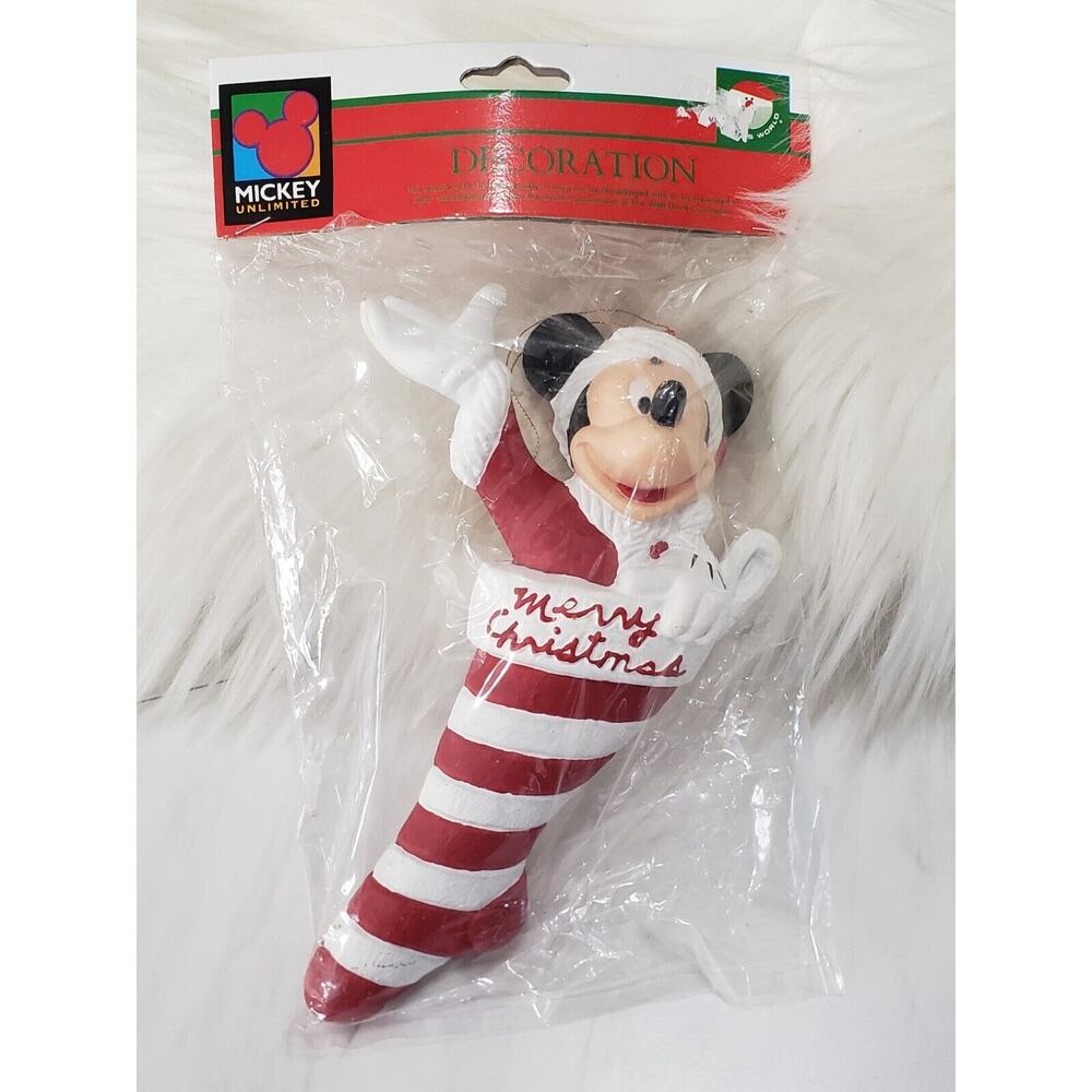 Vintage Mickey Unlimited Disney Kurt Adler Mickey Red/White Stocking Ornament‎